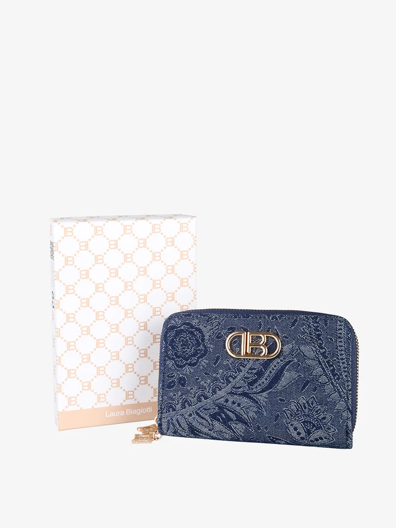 Portafoglio da donna effetto jeans con doppia tasca - blu scuro