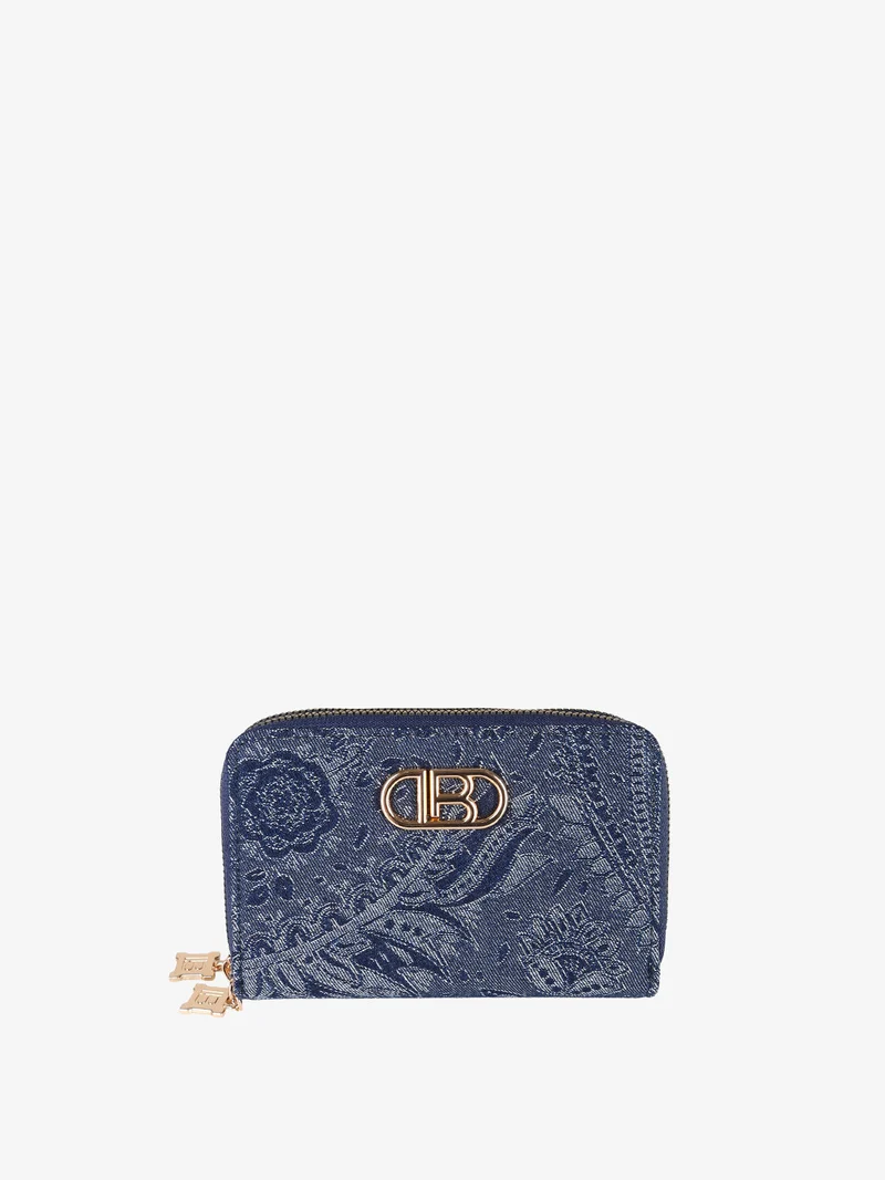 Portafoglio da donna effetto jeans con doppia tasca - blu scuro