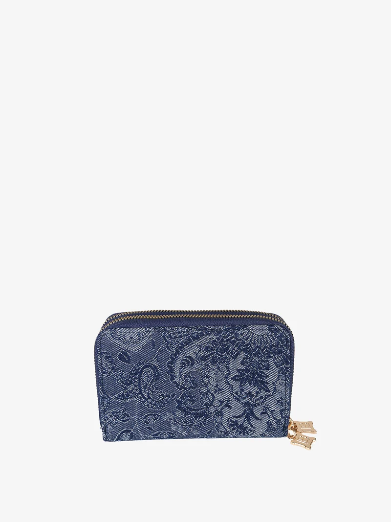 Portafoglio da donna effetto jeans con doppia tasca - blu scuro