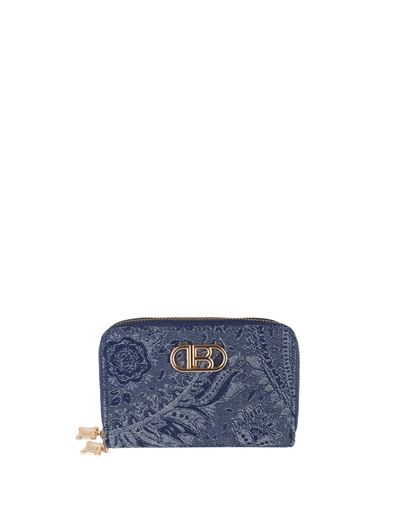 Portafoglio da donna effetto jeans con doppia tasca - blu scuro