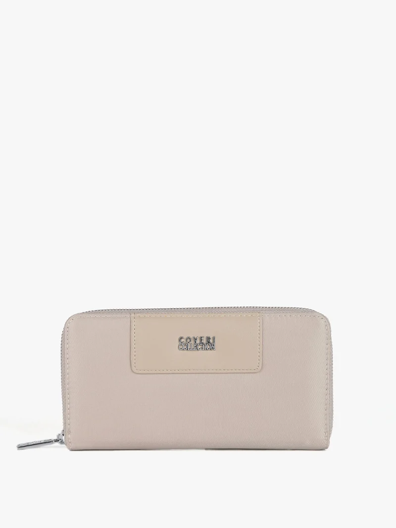 Portafoglio rettangolare con zip - taupe
