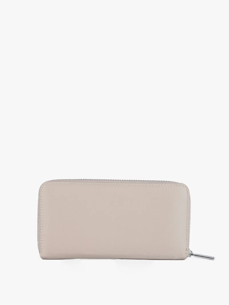 Portafoglio rettangolare con zip - taupe