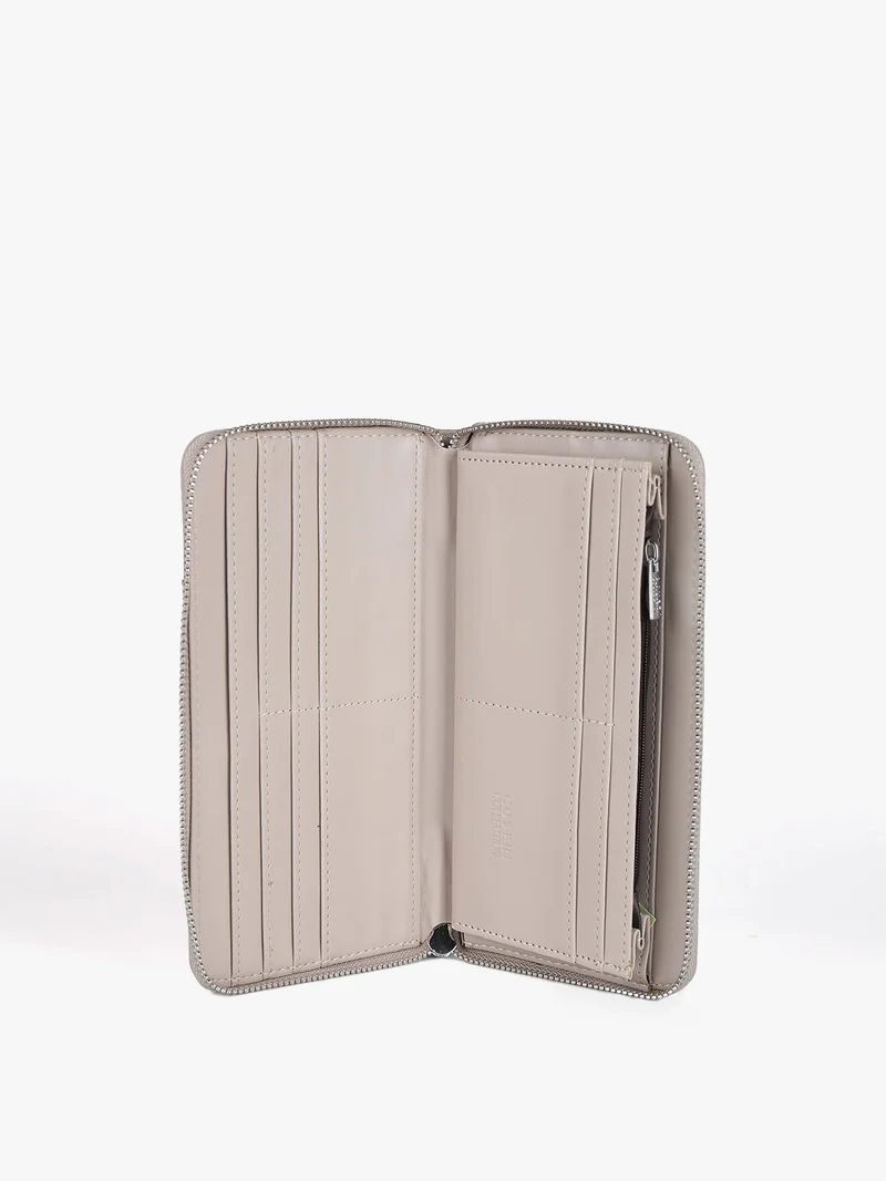 Portafoglio rettangolare con zip - taupe