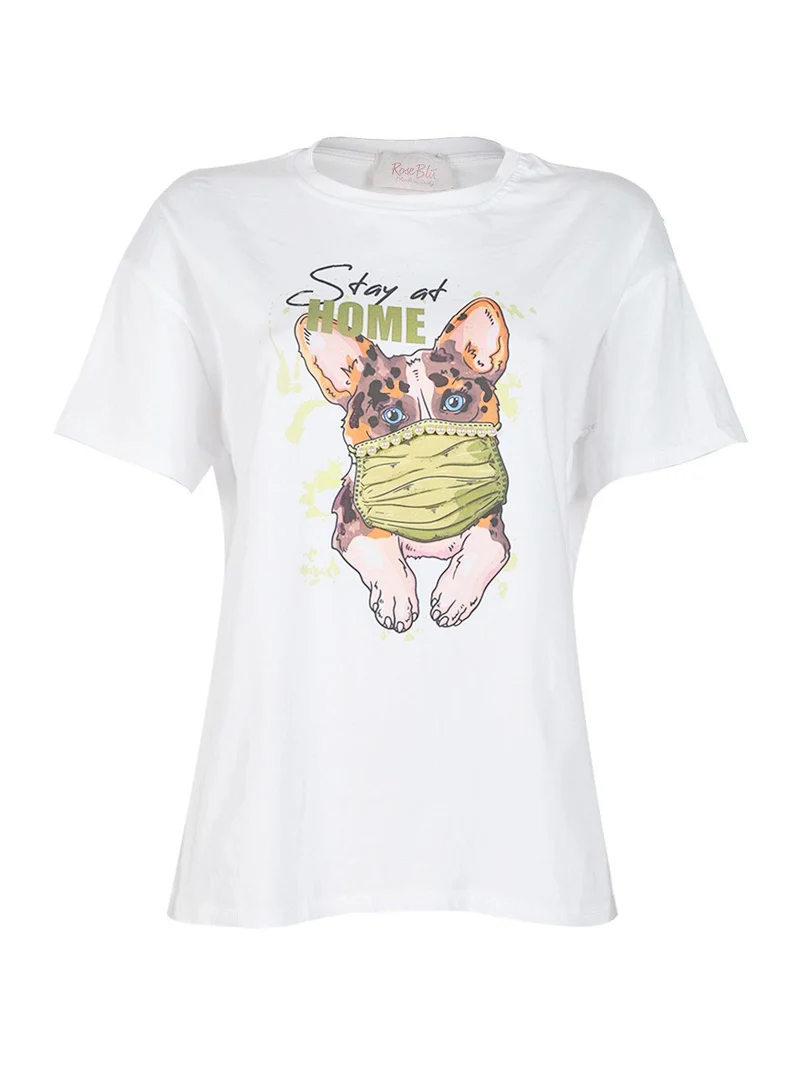 T-shirt donna oversize con perle - verde