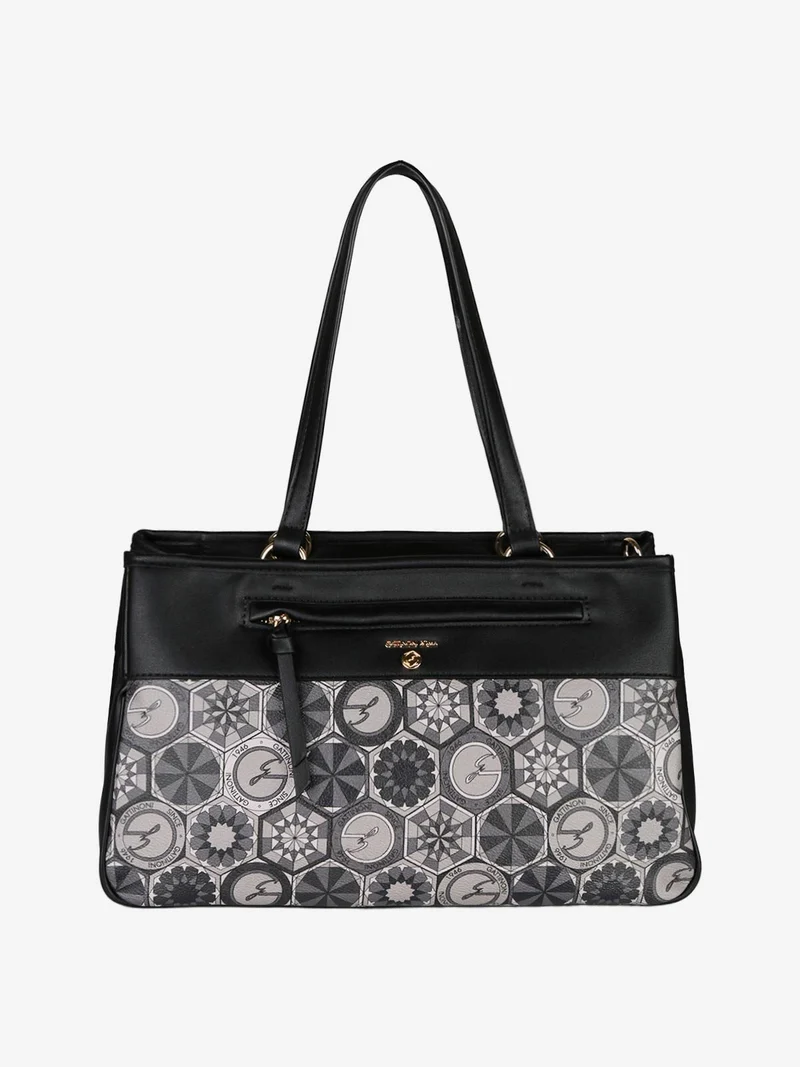 Borsa donna in ecopelle con doppi manici - nero