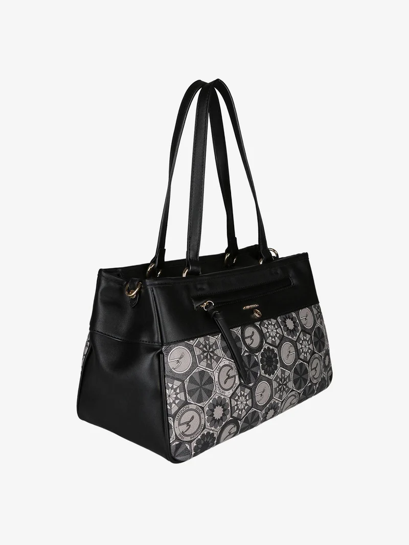 Borsa donna in ecopelle con doppi manici - nero