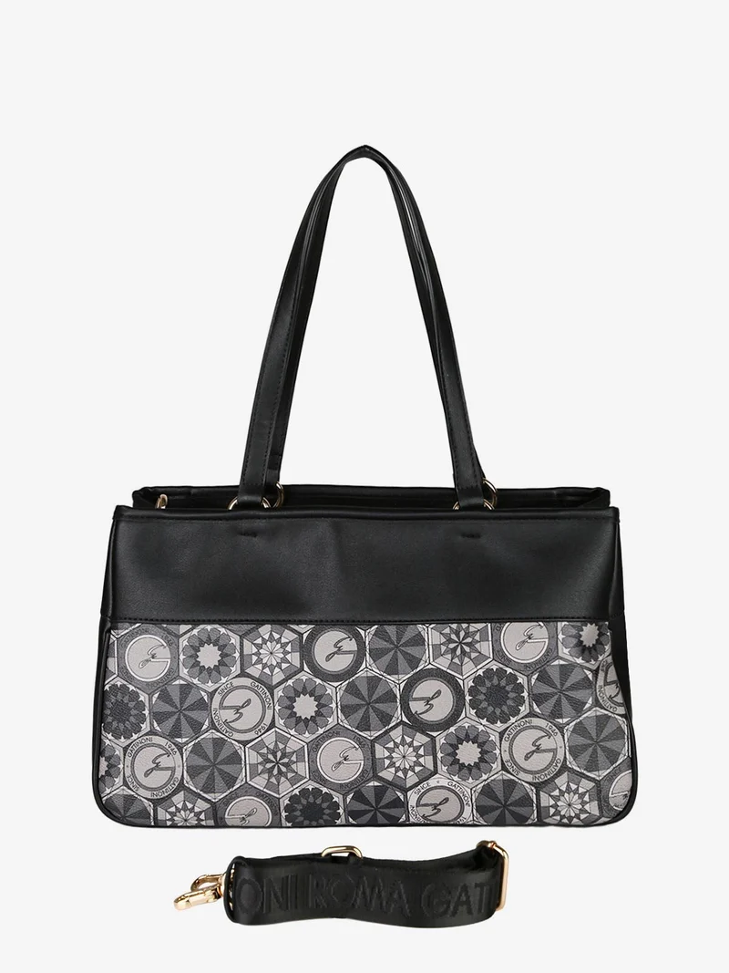 Borsa donna in ecopelle con doppi manici - nero