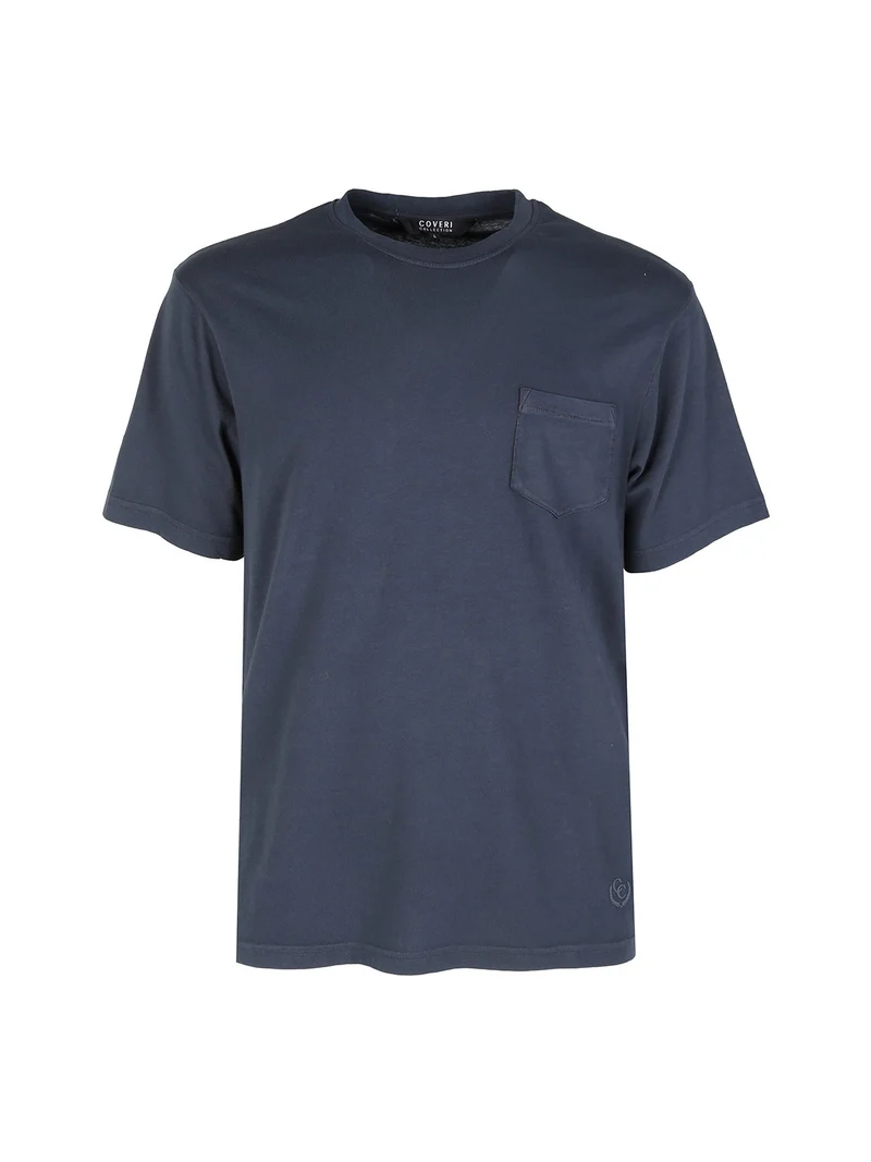 T-shirt uomo in cotone con taschino - blu scuro