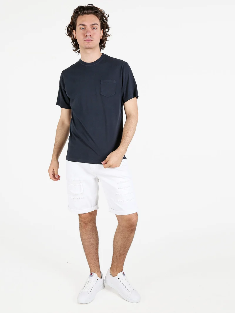 T-shirt uomo in cotone con taschino - blu scuro