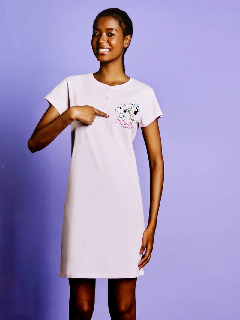 Snoopy camicia da notte in cotone a maniche corte - rosa