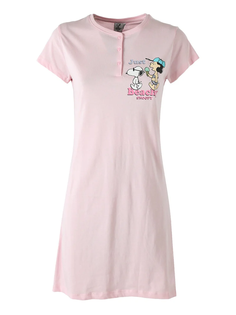 Snoopy camicia da notte in cotone a maniche corte - rosa