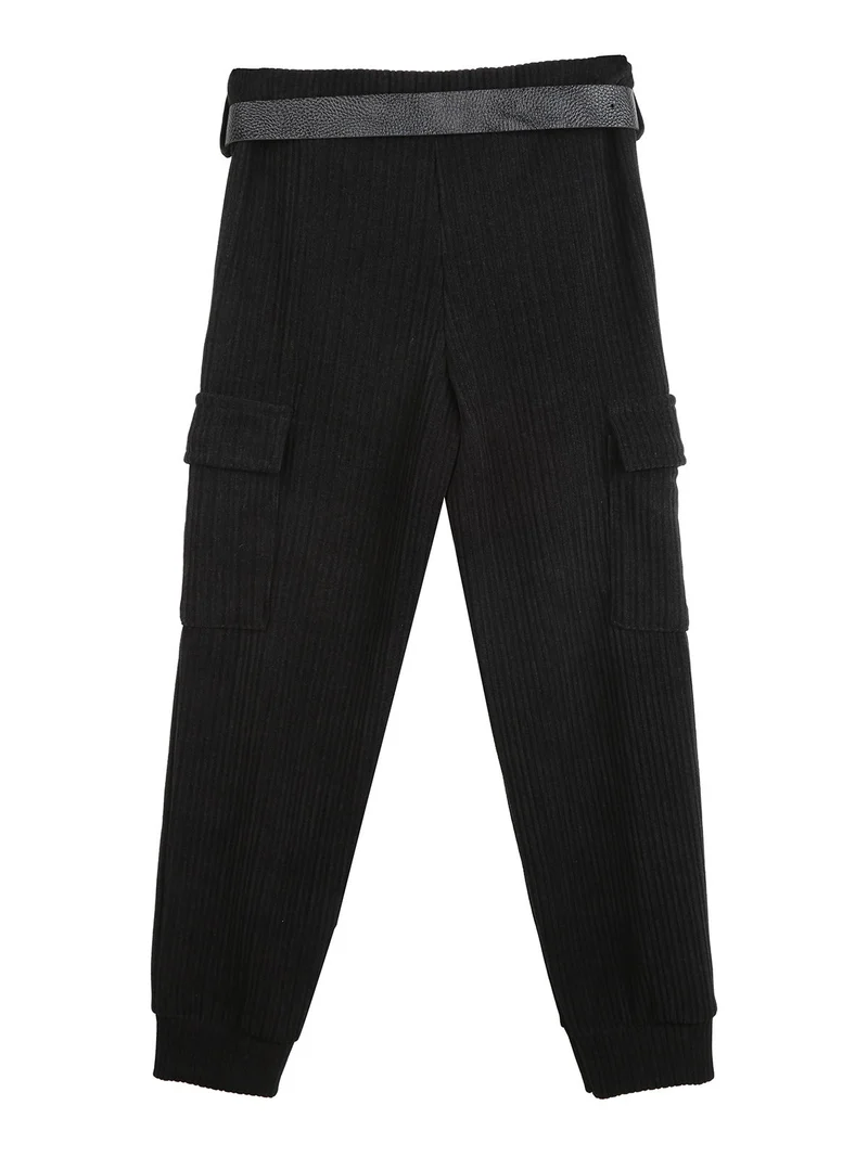 Pantaloni da bambina in velluto a coste - nero