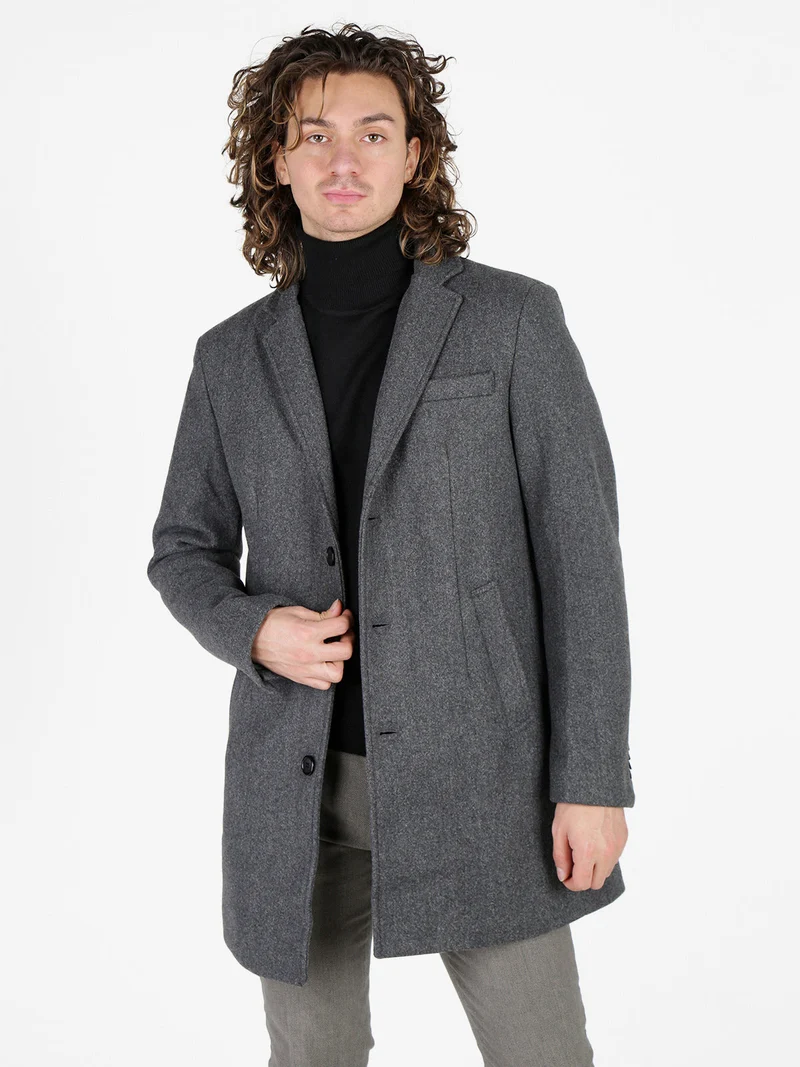 Cappotto invernale da uomo con bottoni - grigio
