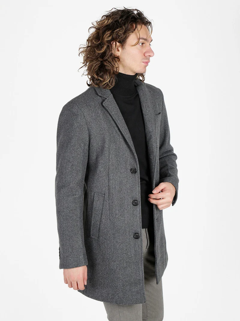 Cappotto invernale da uomo con bottoni - grigio