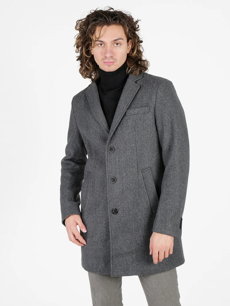 Cappotto invernale da uomo con bottoni - grigio