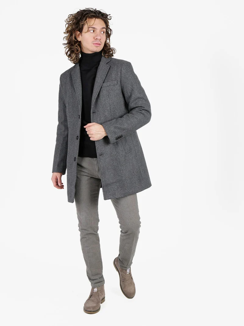 Cappotto invernale da uomo con bottoni - grigio