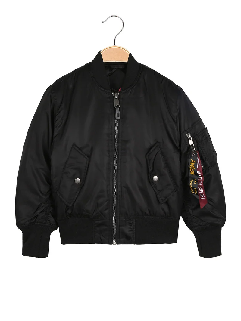 Giubbotto bomber da ragazzo con zip - nero