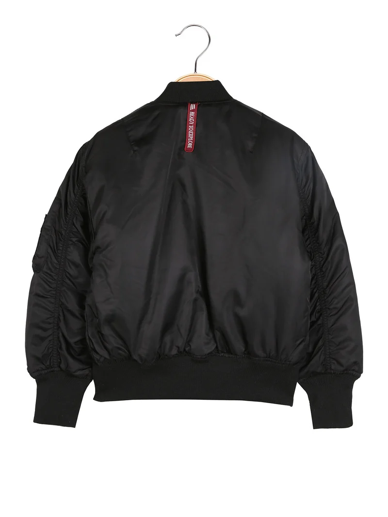 Giubbotto bomber da ragazzo con zip - nero