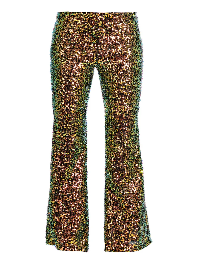 Pantaloni a zampa con pailettes - nero