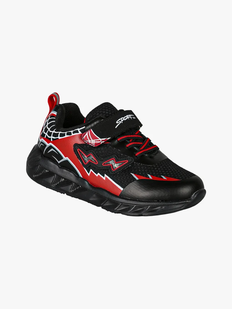 Sneakers da bambino con luci e cinturino a strappo - nero