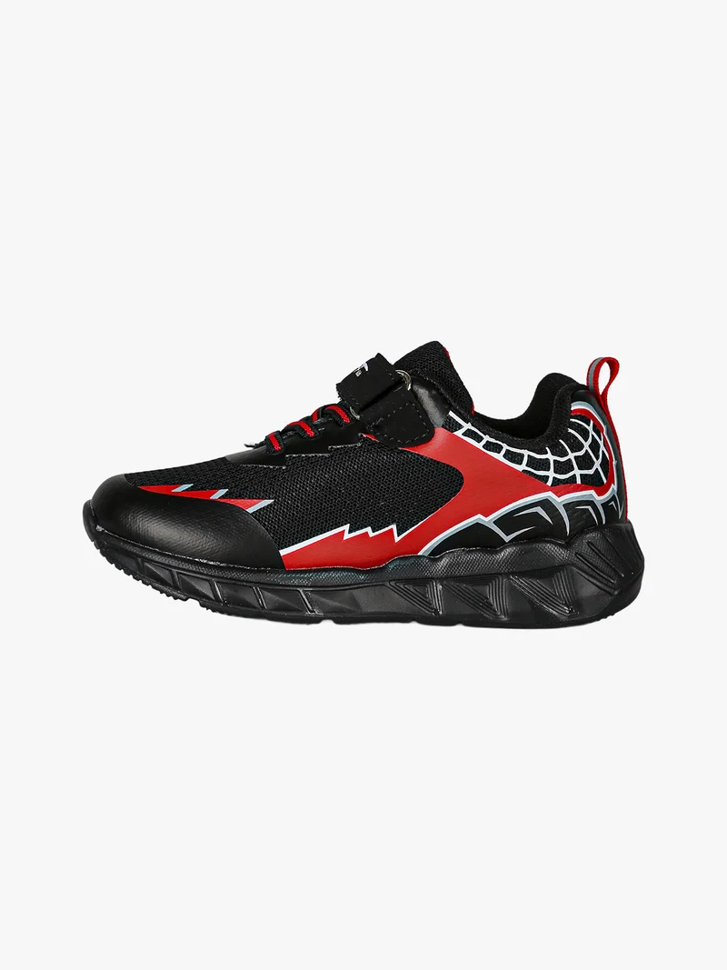 Sneakers da bambino con luci e cinturino a strappo - nero