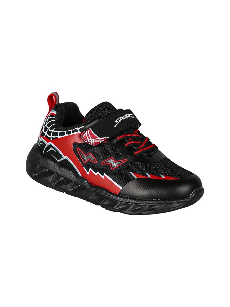 Sneakers da bambino con luci e cinturino a strappo - nero