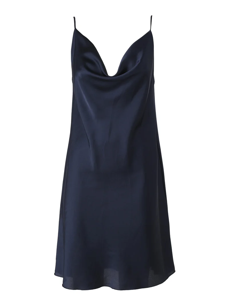 Vestito da donna con spalline sottili e scollo a cascata - blu scuro