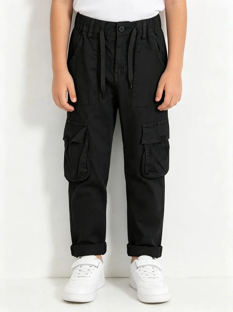 Pantaloni cargo da bambino in cotone - blu scuro