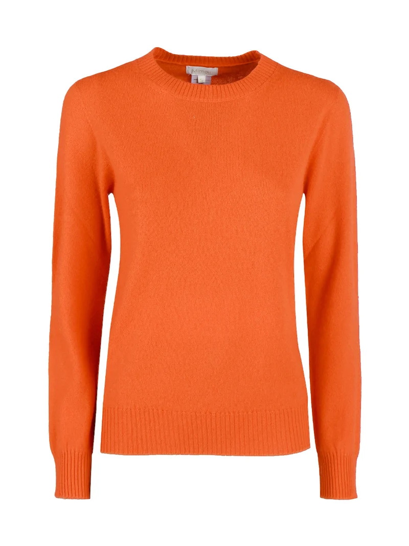 Maglione girocollo da donna in misto lana e cashemere - arancione