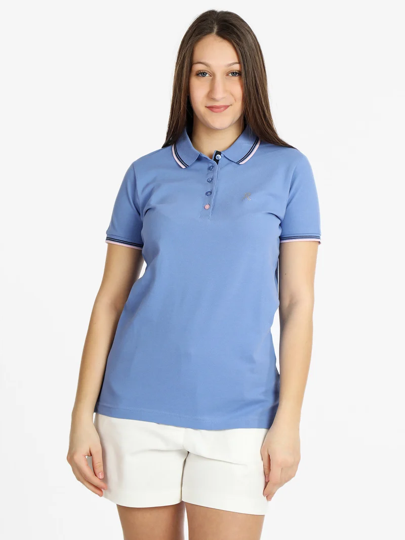 Polo donna a maniche corte in cotone - lilla