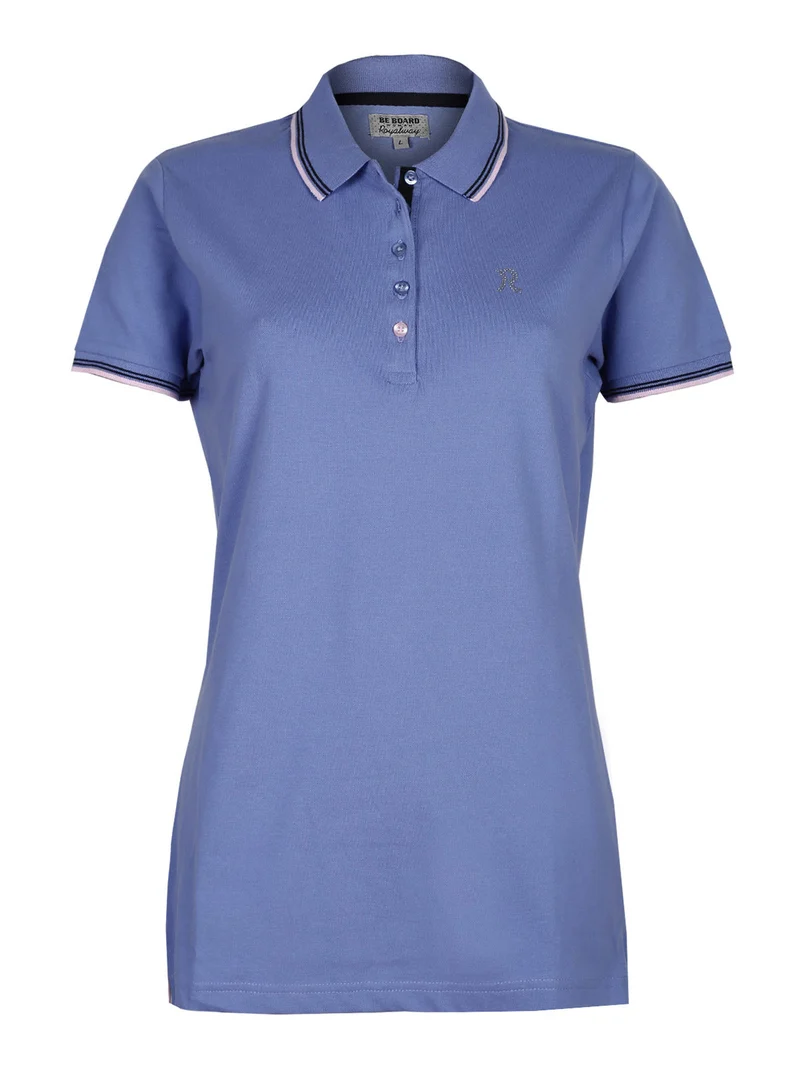 Polo donna a maniche corte in cotone - lilla