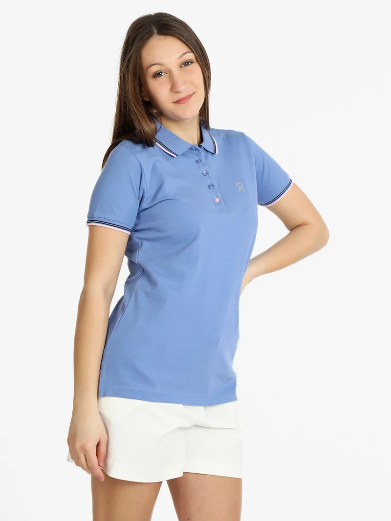 Polo donna a maniche corte in cotone - lilla