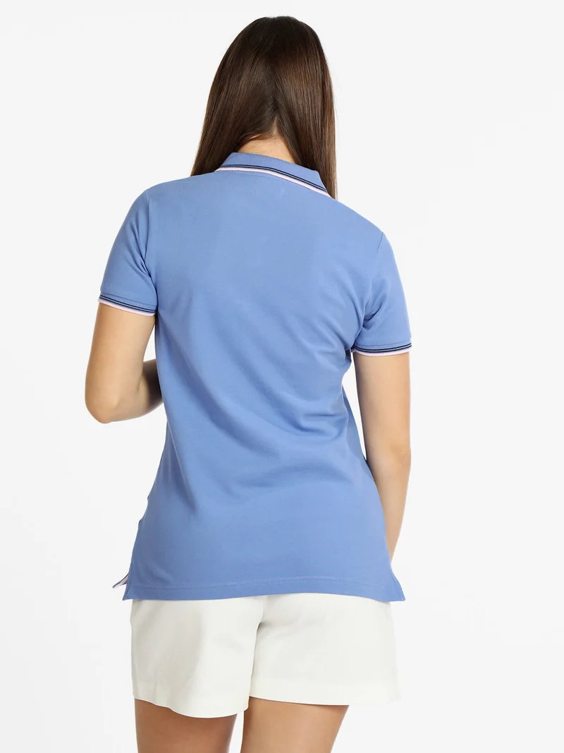 Polo donna a maniche corte in cotone - lilla