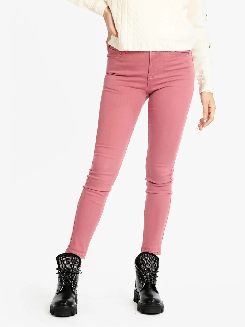 Pantaloni slim fit da donna - rosa