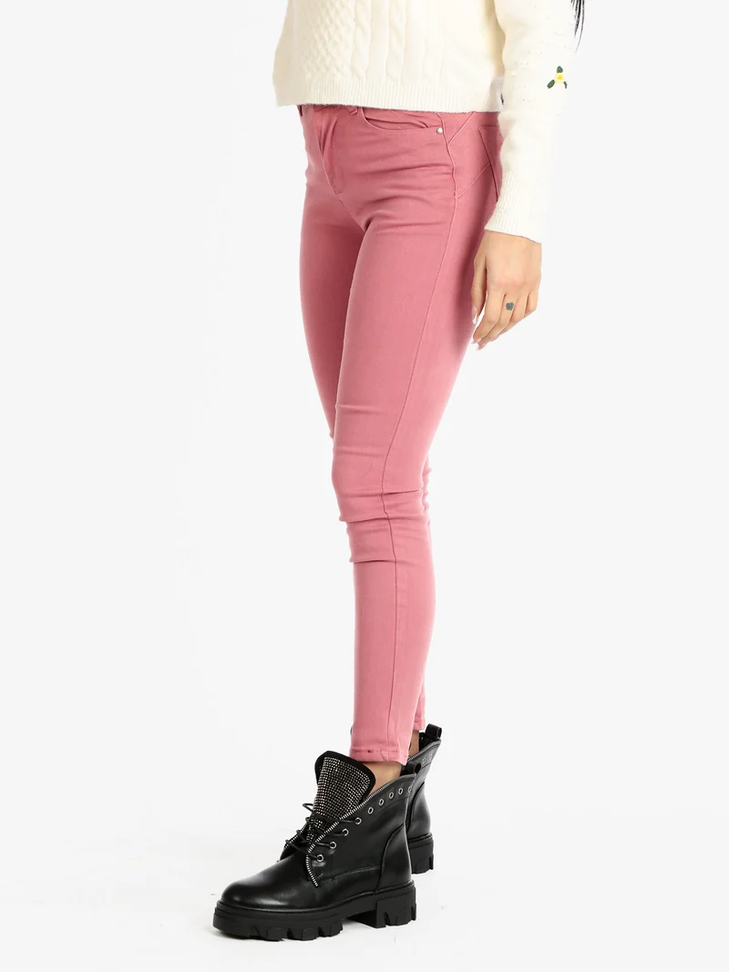 Pantaloni slim fit da donna - rosa