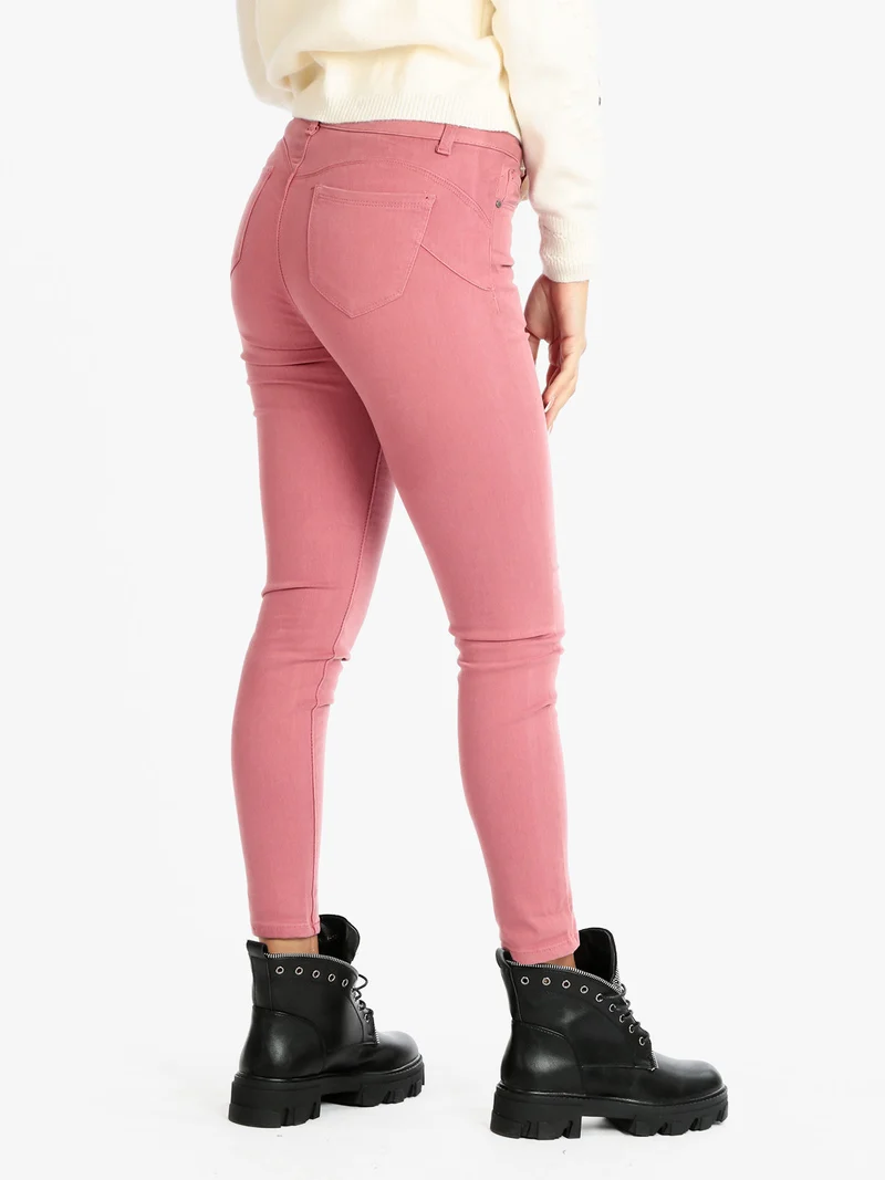 Pantaloni slim fit da donna - rosa