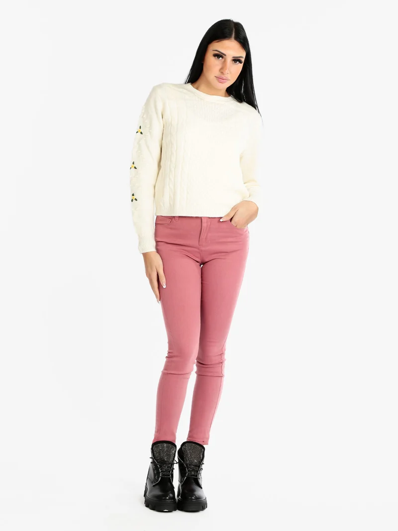 Pantaloni slim fit da donna - rosa