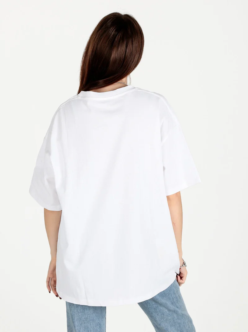 Maxi t-shirt donna oversize con stampa - bianco