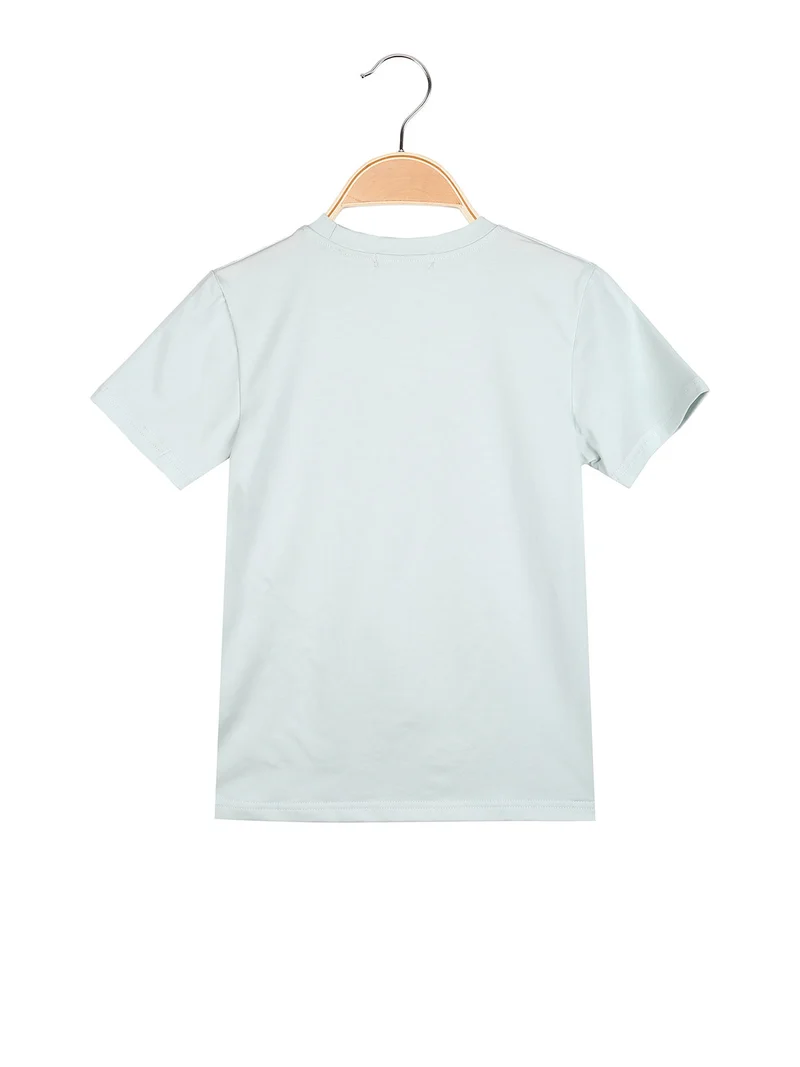 T-shirt da ragazzo in cotone con stampa disegno - verde chiaro
