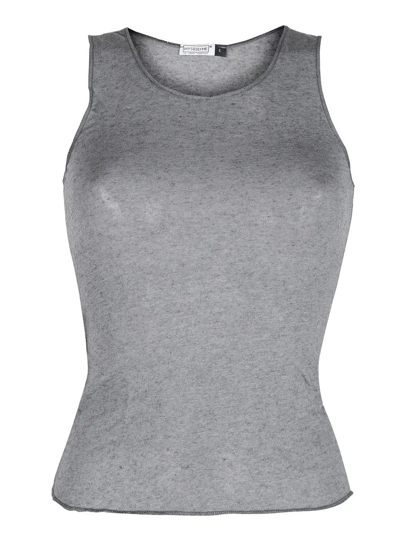Canotta donna in cashmere - grigio