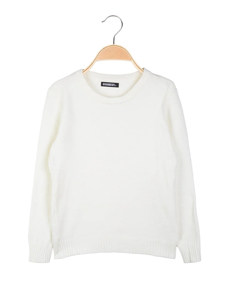 Maglione girocollo da bambino effetto ciniglia - panna