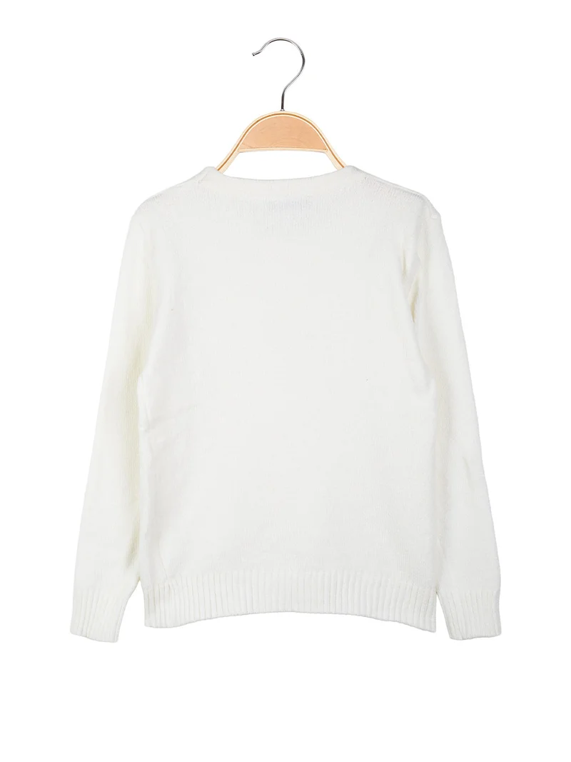 Maglione girocollo da bambino effetto ciniglia - panna