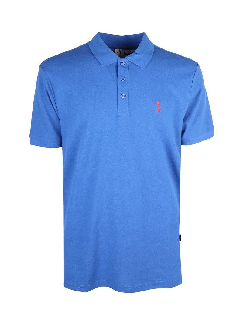Polo da uomo in cotone a maniche corte - blu