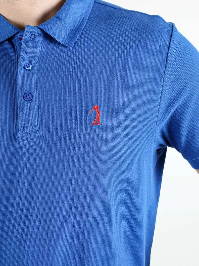 Polo da uomo in cotone a maniche corte - blu