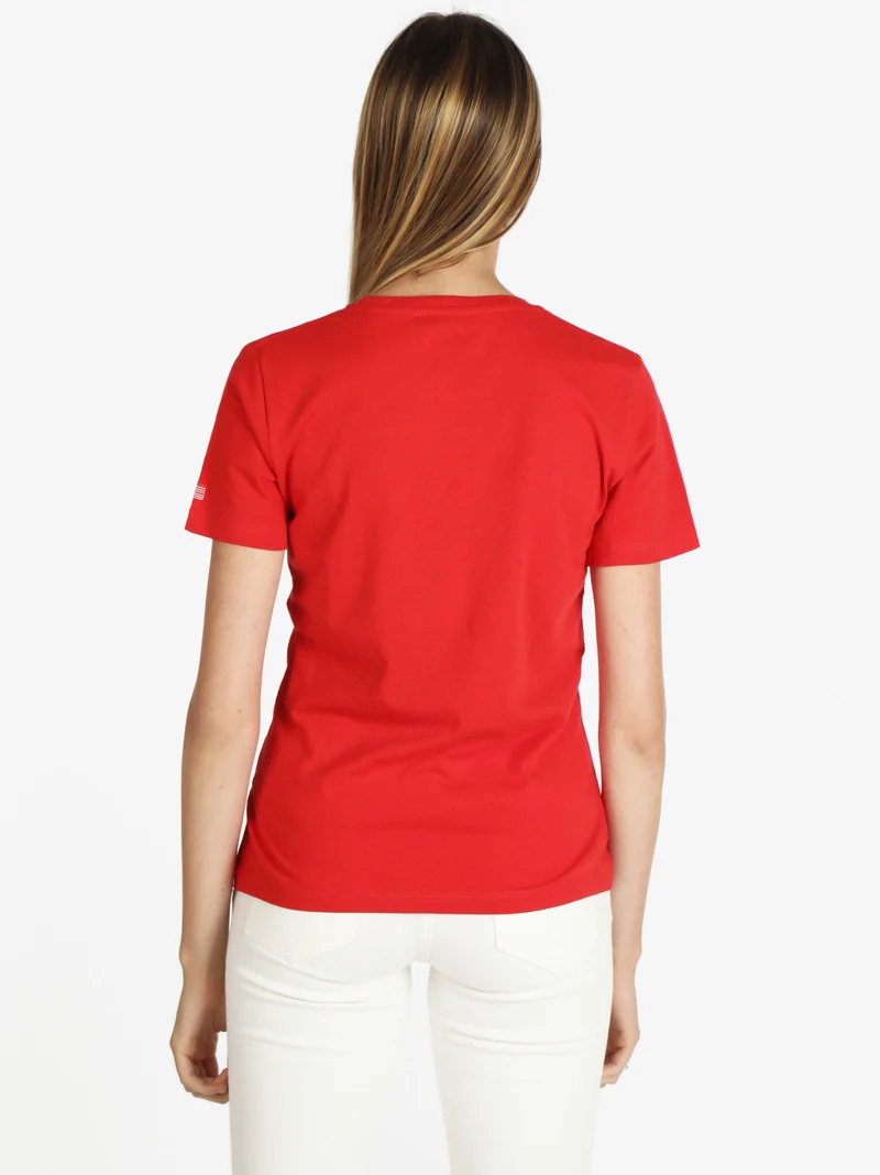 T-shirt manica corta donna con stampa - rosso