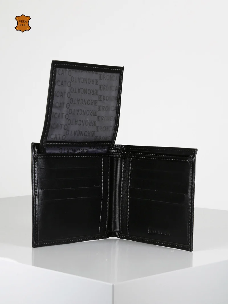 Portafoglio in pelle da uomo - nero