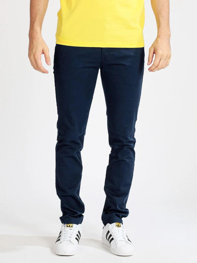 Pantaloni slim fit da uomo in cotone - blu scuro