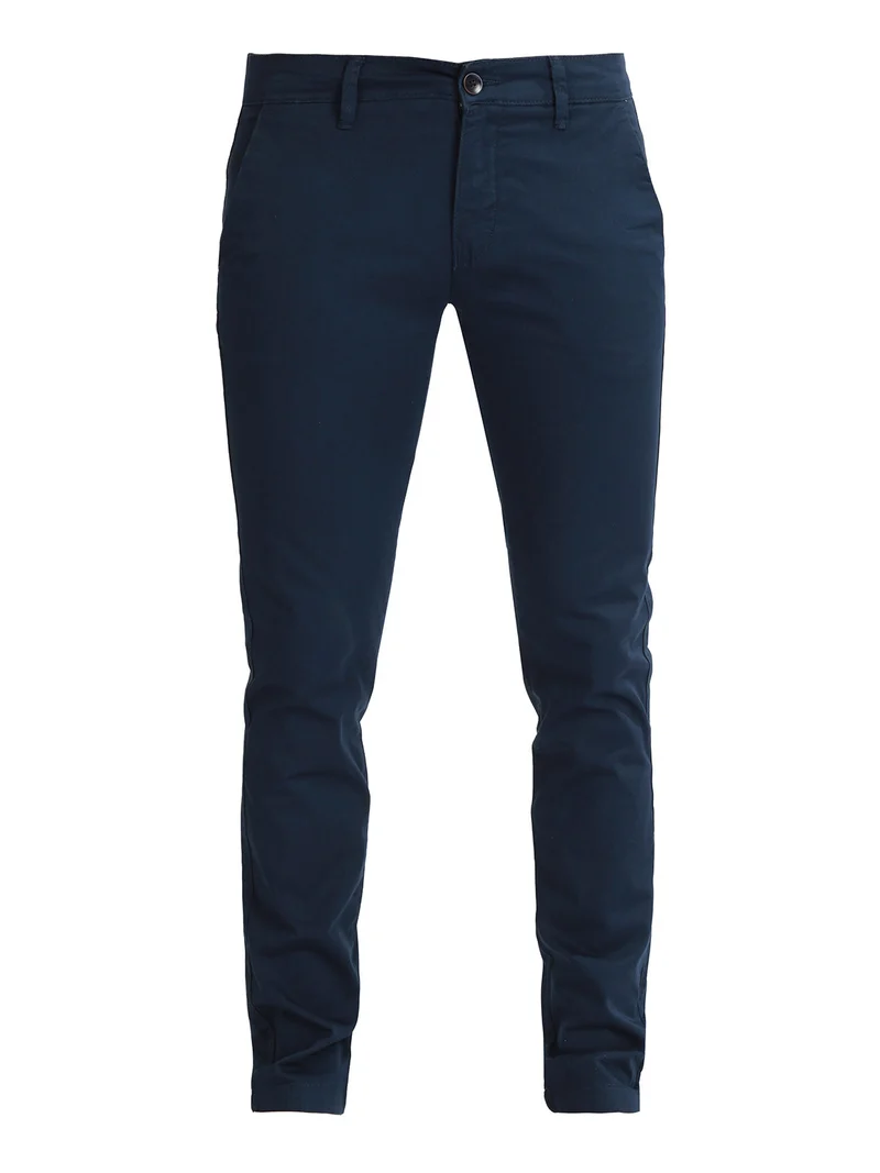 Pantaloni slim fit da uomo in cotone - blu scuro