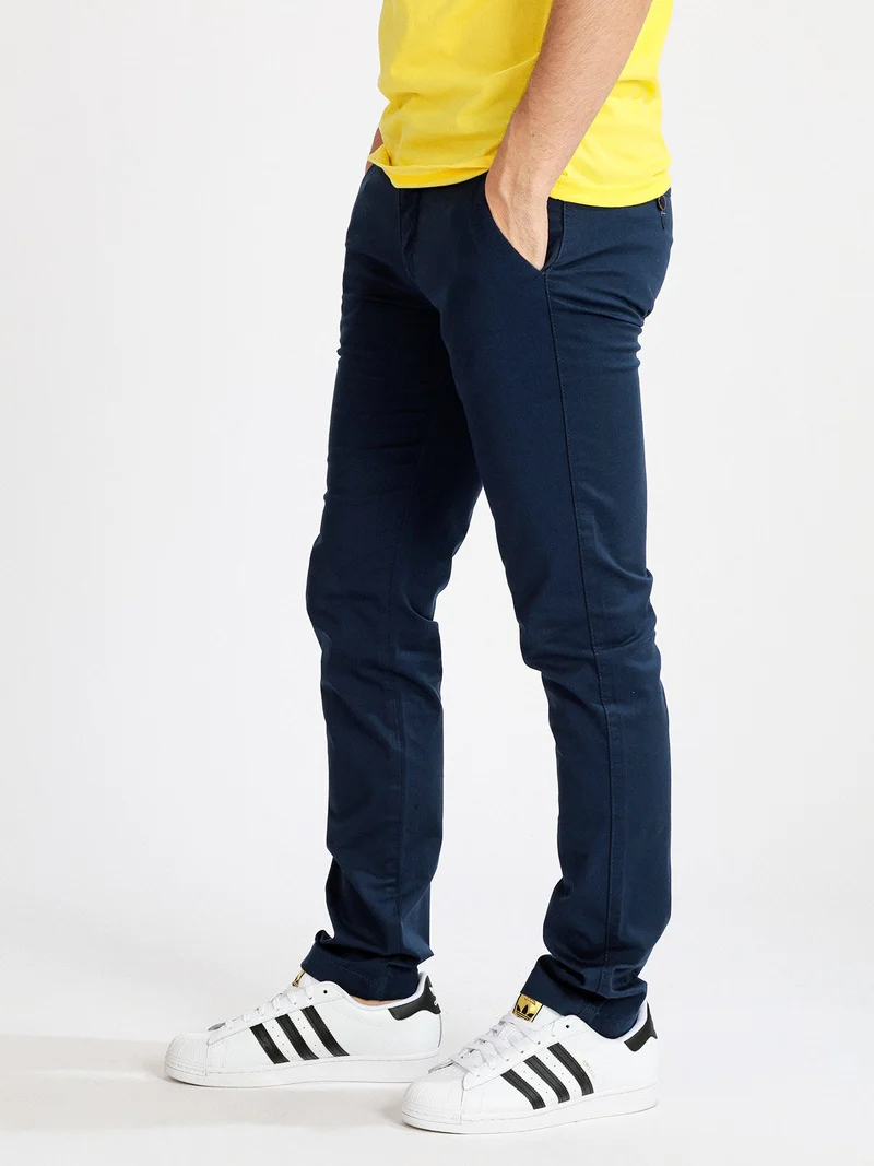 Pantaloni slim fit da uomo in cotone - blu scuro