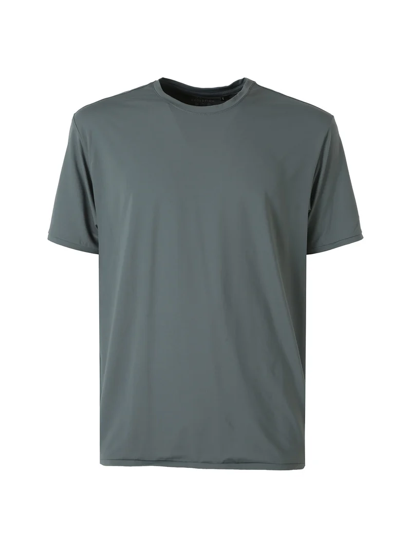 T-shirt girocollo da uomo in tessuto tecnico traspirante - militare